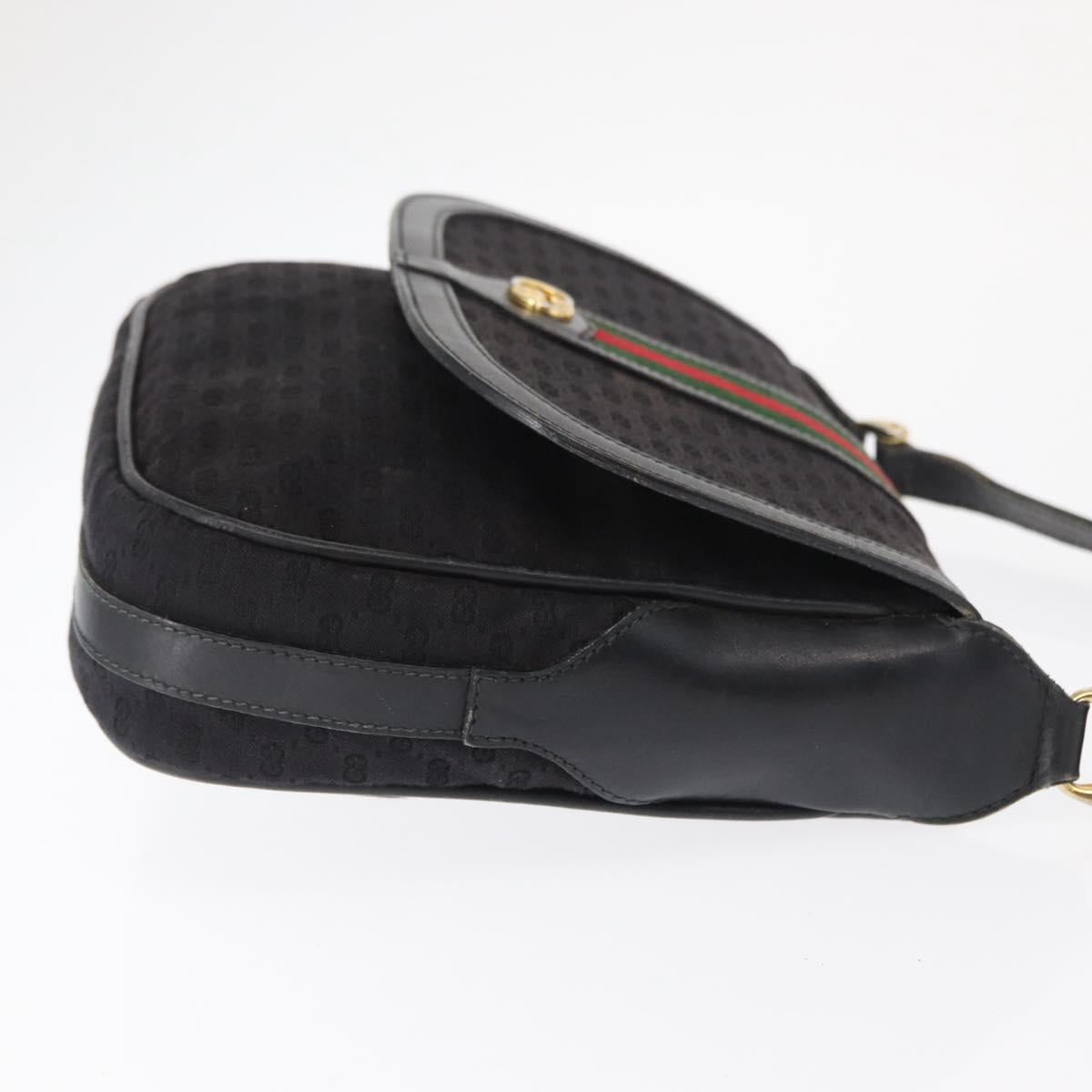 GUCCI Micro GG Supreme Web Sherry Line Bag PVC Black 001 754 6177 Auth 167928