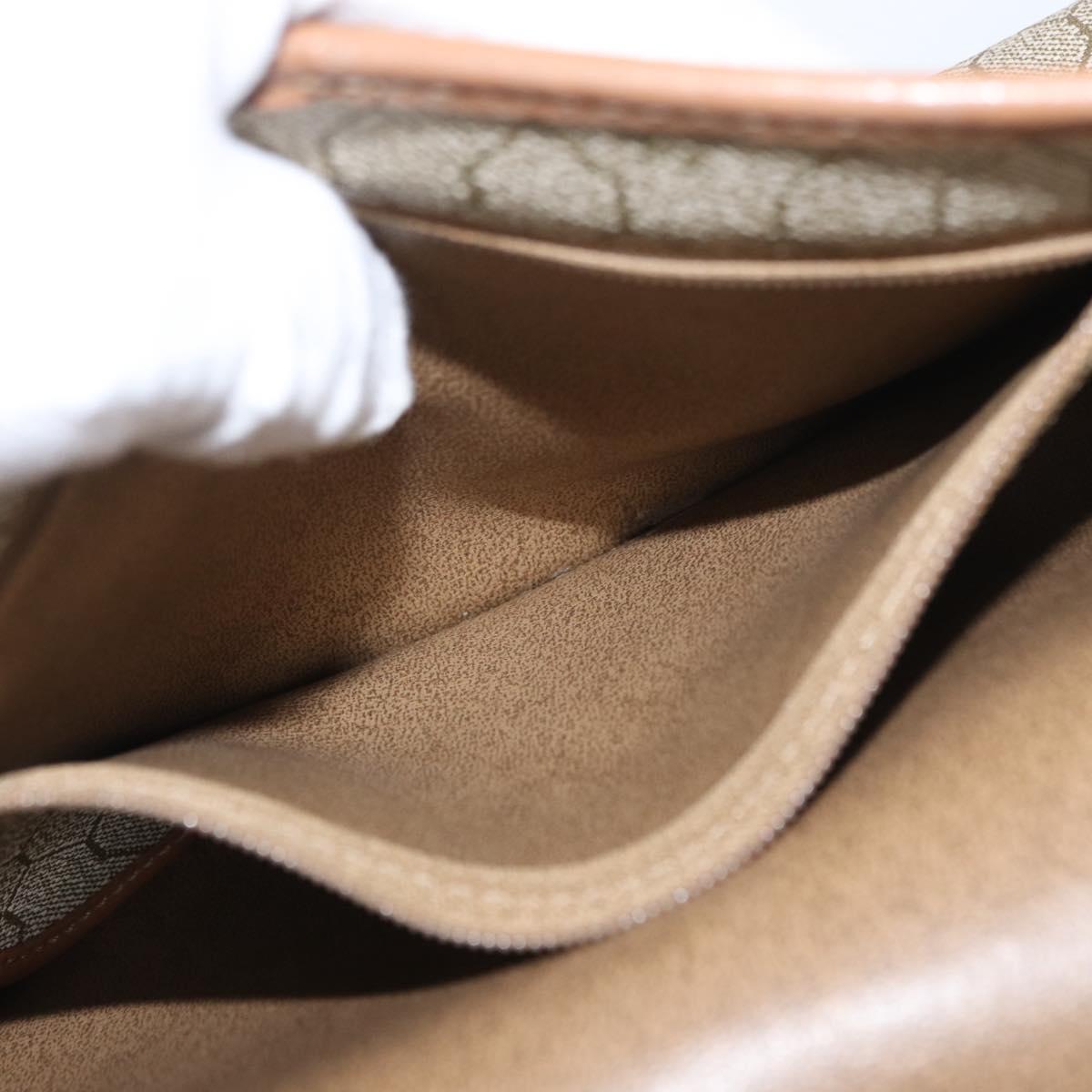 Christian Dior Honeycomb Canvas Chain Shoulder Bag PVC Beige Gold Auth 167930