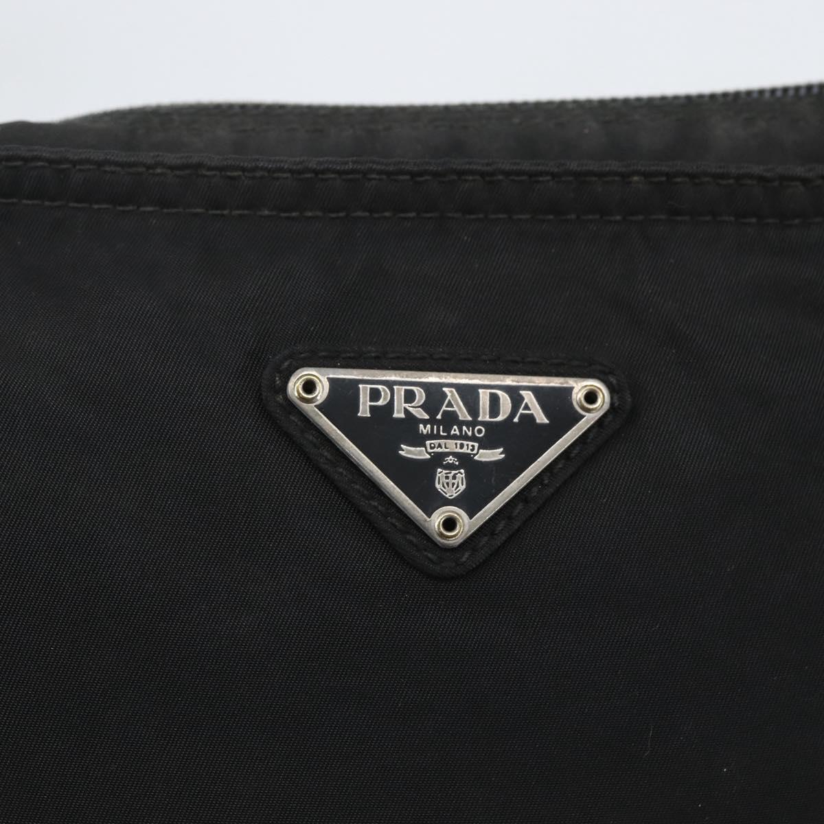 PRADA Shoulder Bag Nylon Black Silver Auth 167931