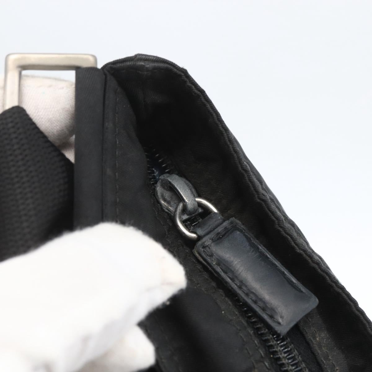 PRADA Shoulder Bag Nylon Black Silver Auth 167931