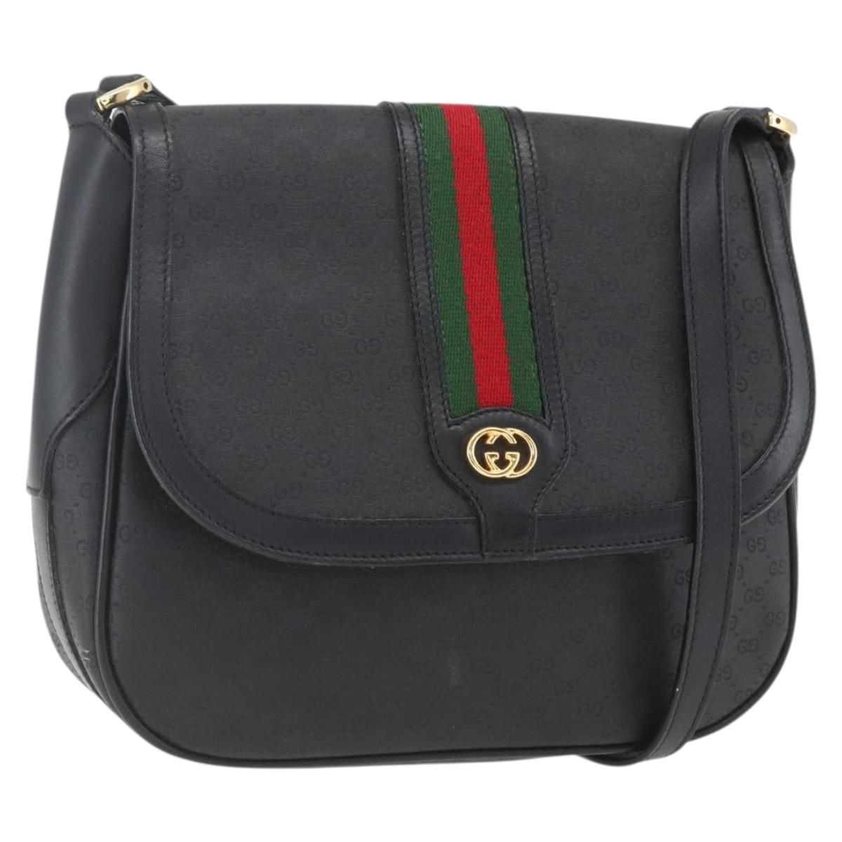 GUCCI Micro GG Supreme Web Sherry Line Bag PVC Black 001 115 0914 Auth 167932