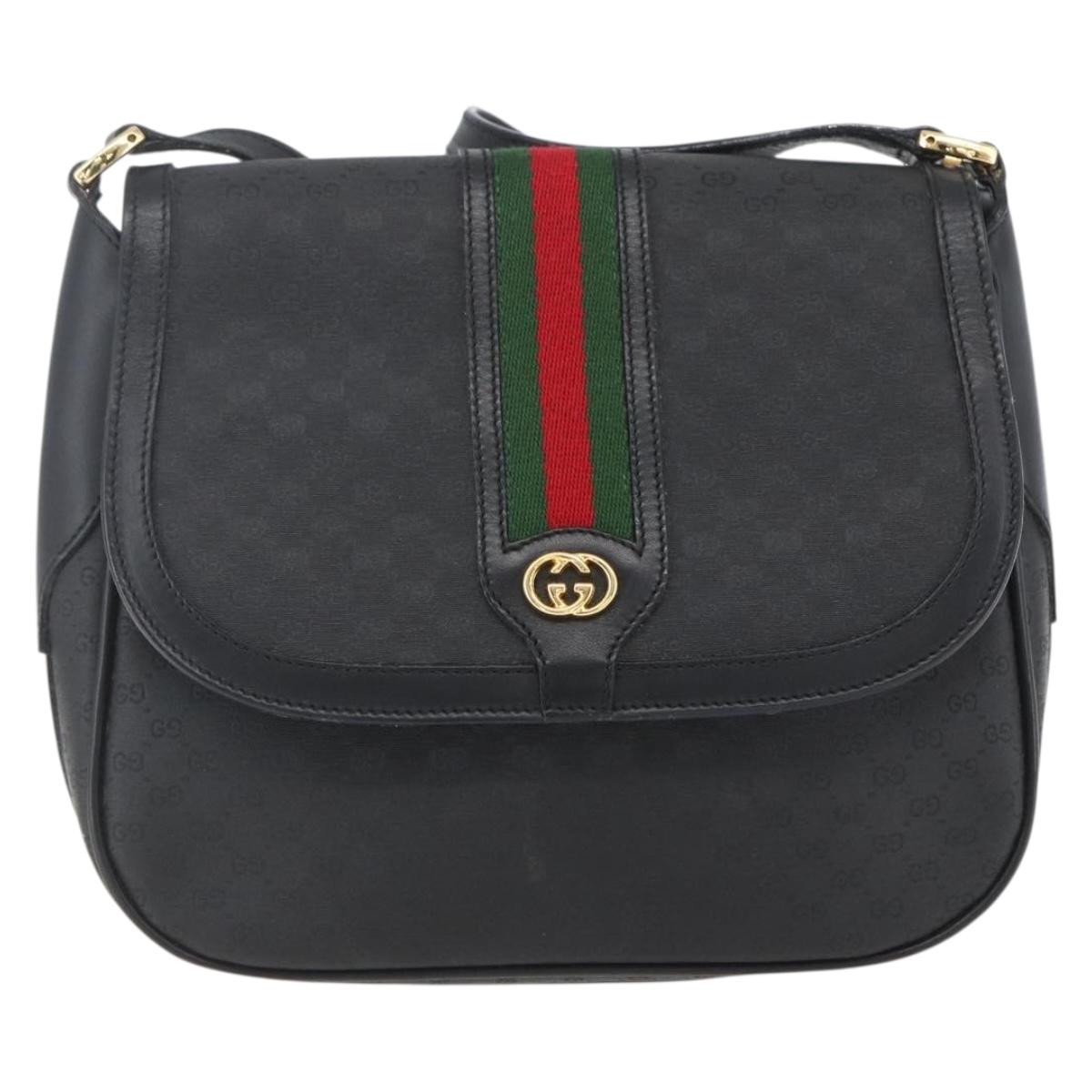 GUCCI Micro GG Supreme Web Sherry Line Bag PVC Black 001 115 0914 Auth 167932