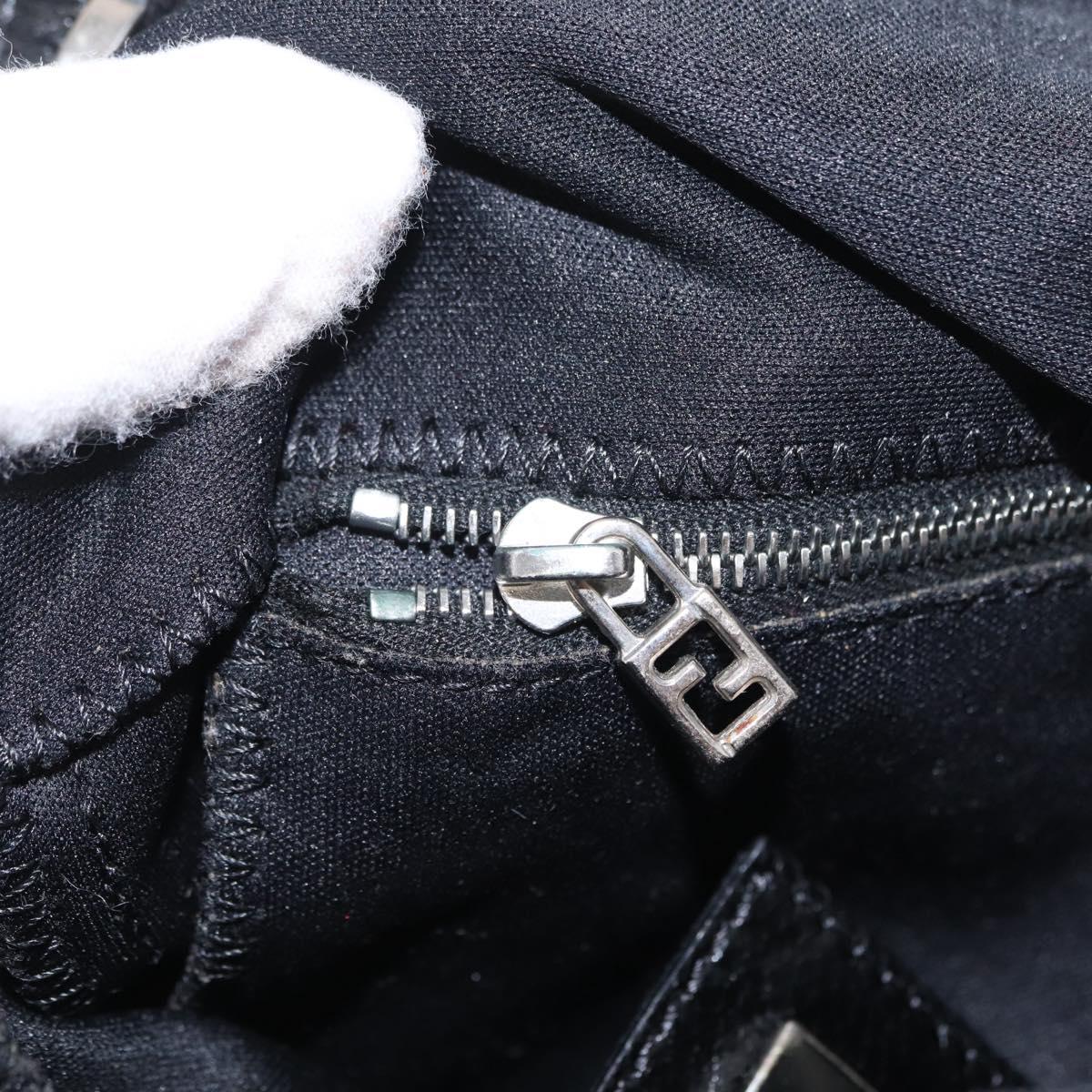 FENDI Mamma Baguette Shoulder Bag Nylon Black Silver Auth 167936