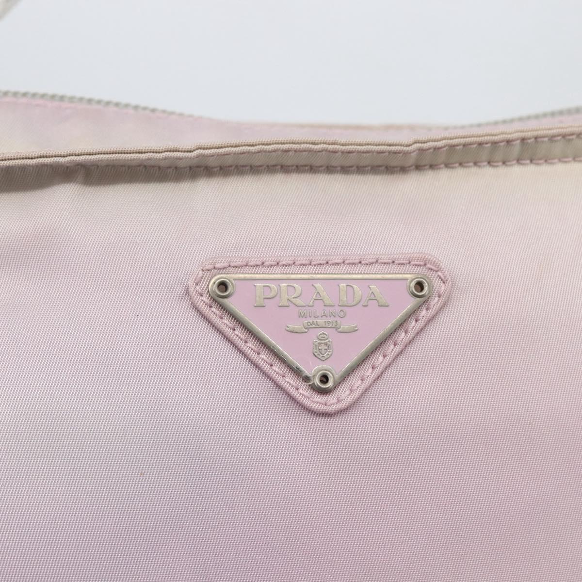 PRADA Shoulder Bag Nylon Pink Silver Auth 167937