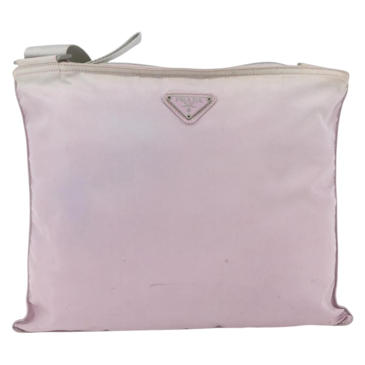 PRADA Shoulder Bag Nylon Pink Silver Auth 167937