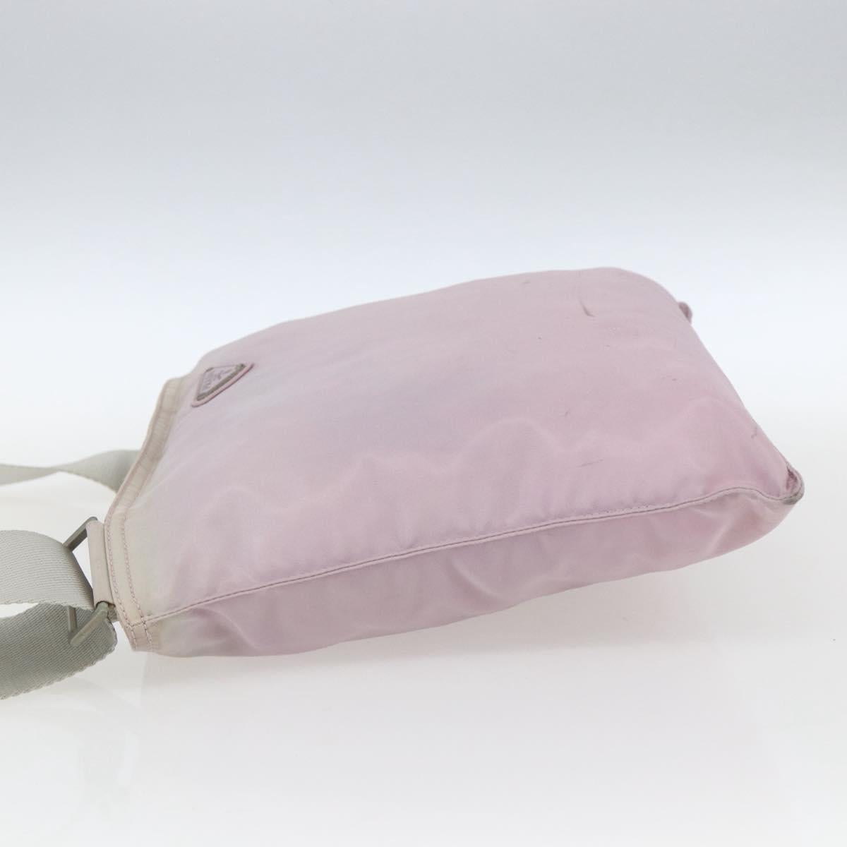 PRADA Shoulder Bag Nylon Pink Silver Auth 167937