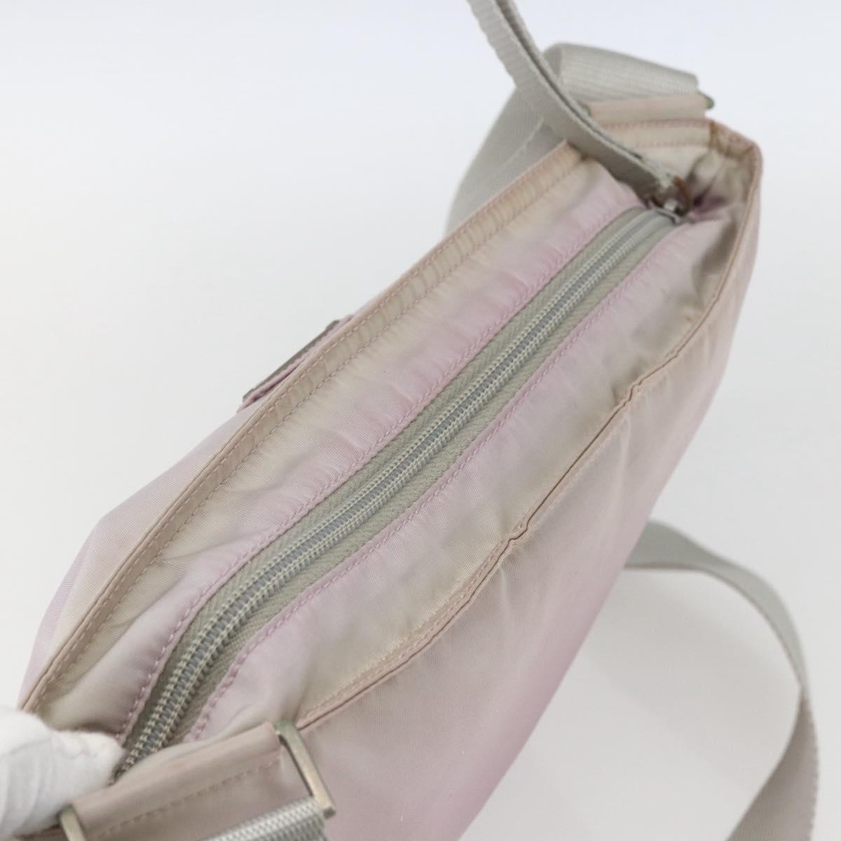 PRADA Shoulder Bag Nylon Pink Silver Auth 167937