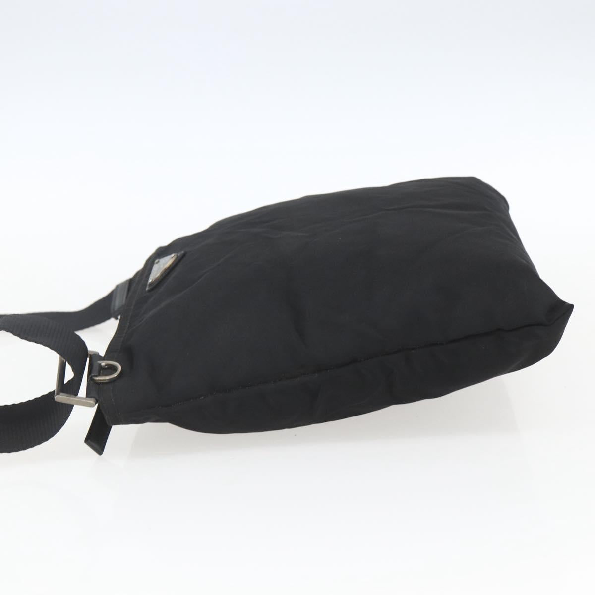 PRADA Shoulder Bag Nylon Black Silver Auth 167943