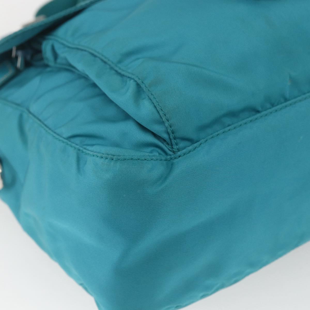 PRADA Shoulder Bag Nylon Light Blue Silver Auth 167944