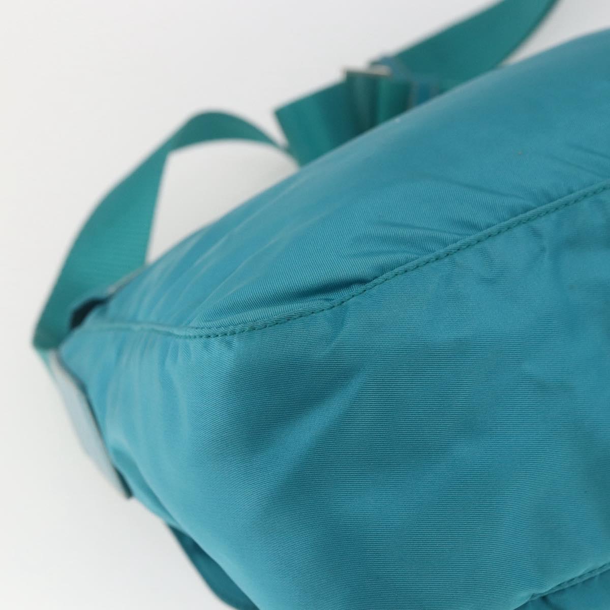 PRADA Shoulder Bag Nylon Light Blue Silver Auth 167944