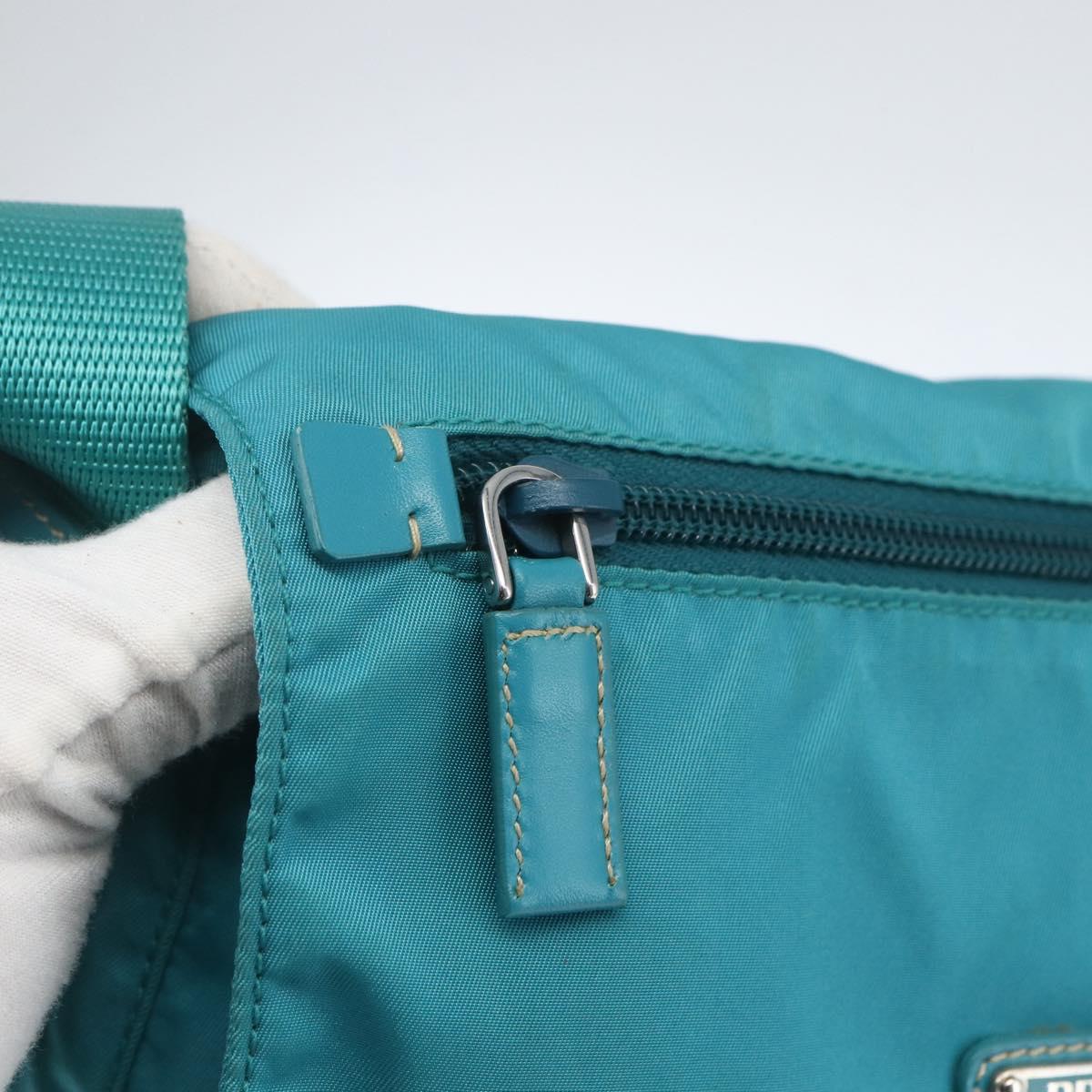 PRADA Shoulder Bag Nylon Light Blue Silver Auth 167944