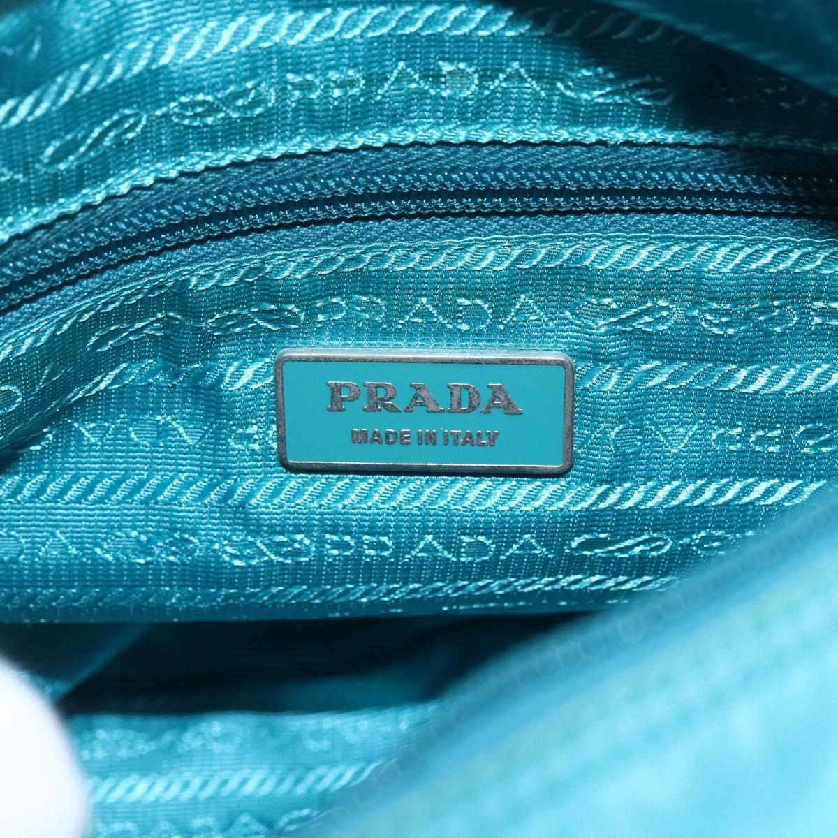 PRADA Shoulder Bag Nylon Light Blue Silver Auth 167944