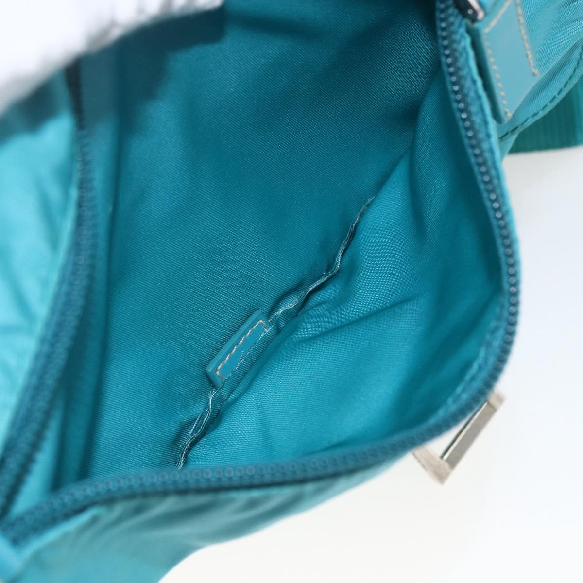 PRADA Shoulder Bag Nylon Light Blue Silver Auth 167944