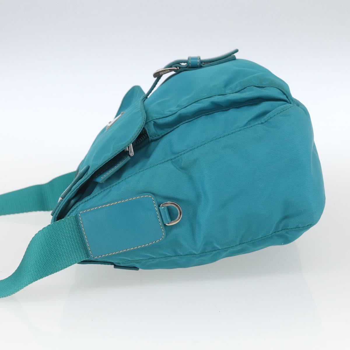 PRADA Shoulder Bag Nylon Light Blue Silver Auth 167944