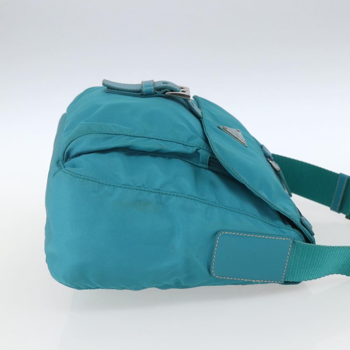PRADA Shoulder Bag Nylon Light Blue Silver Auth 167944
