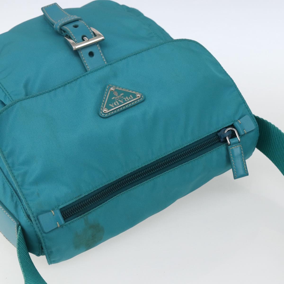PRADA Shoulder Bag Nylon Light Blue Silver Auth 167944