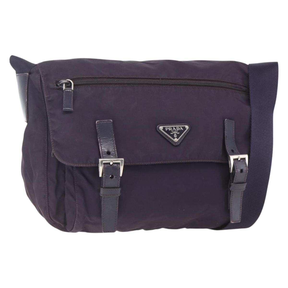 PRADA Shoulder Bag Nylon Purple Silver Auth 167957