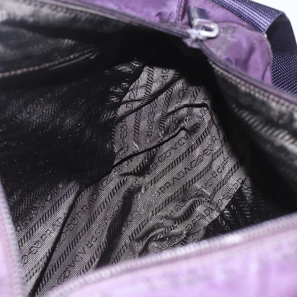 PRADA Shoulder Bag Nylon Purple Silver Auth 167957