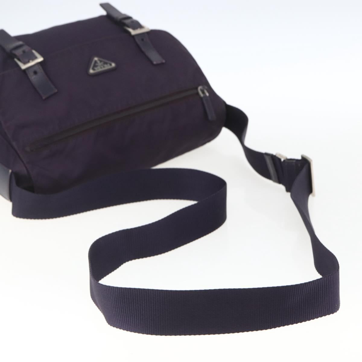 PRADA Shoulder Bag Nylon Purple Silver Auth 167957