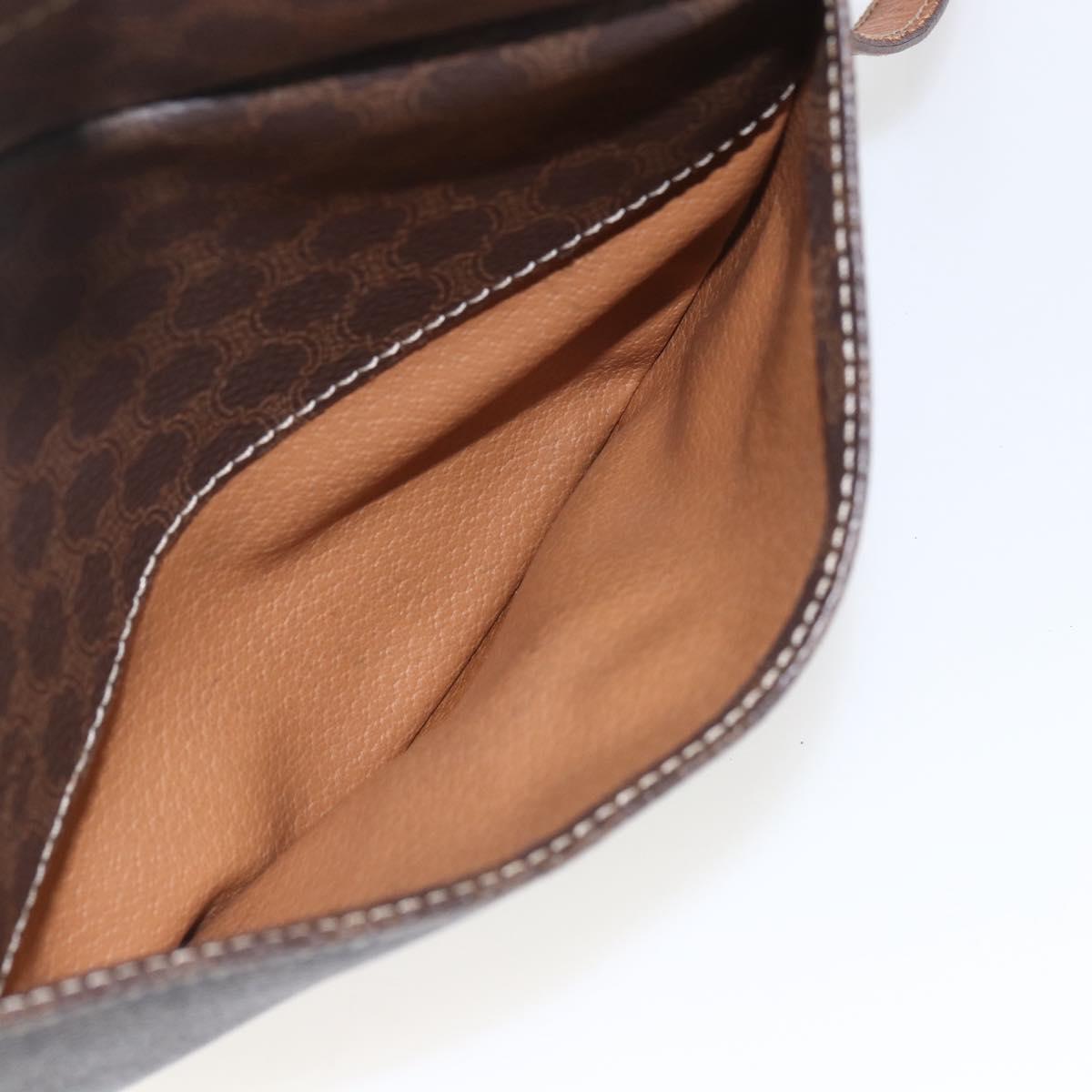 CELINE Macadam Canvas Shoulder Bag PVC Leather Brown Gold Auth 167961