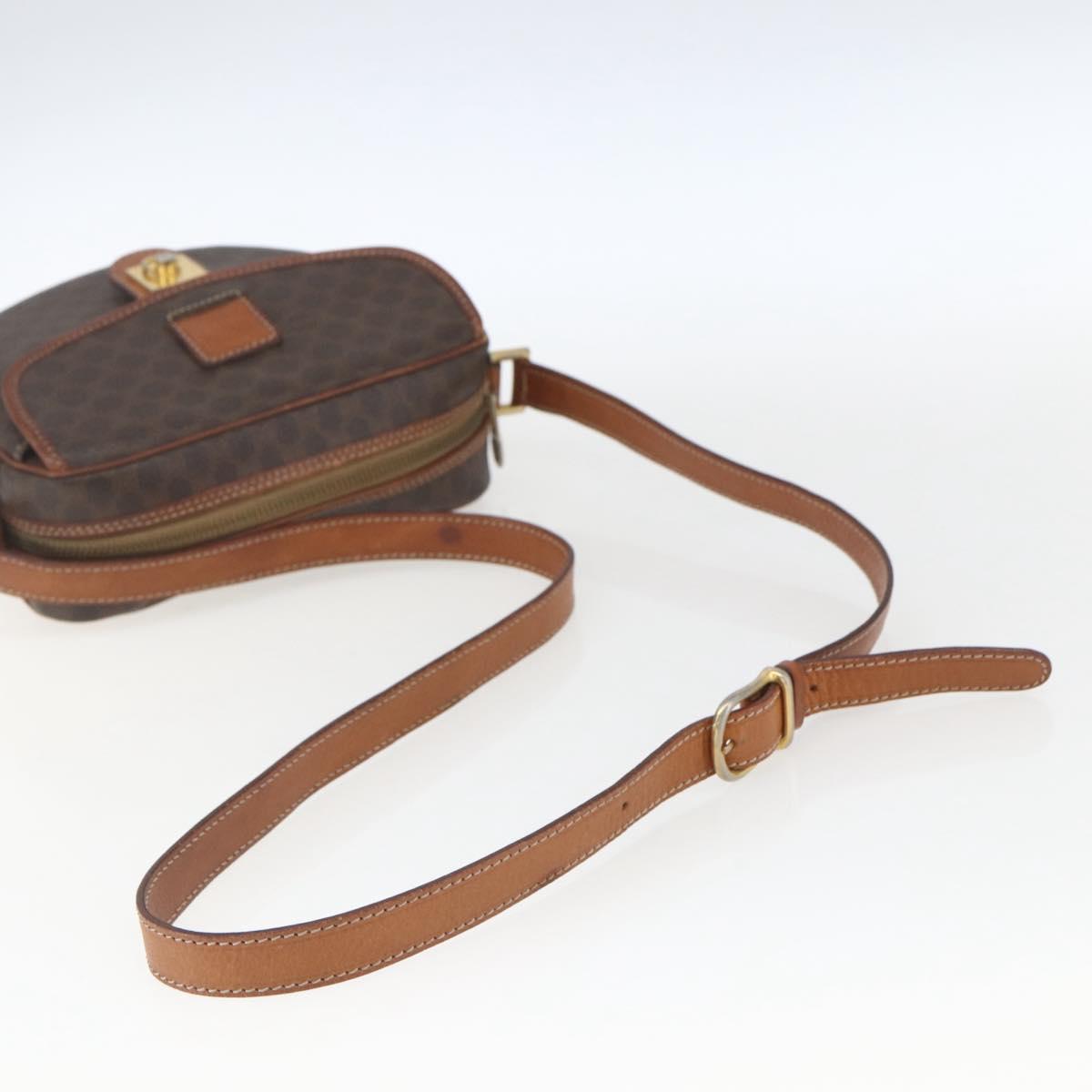 CELINE Macadam Canvas Shoulder Bag PVC Leather Brown Gold Auth 167961