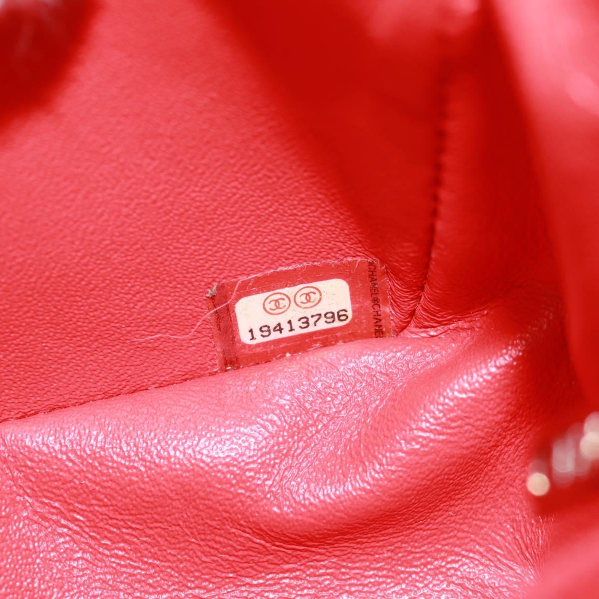 CHANEL Matelasse 20 Chain Shoulder Bag Cotton Red Silver CC Auth 167964SAV