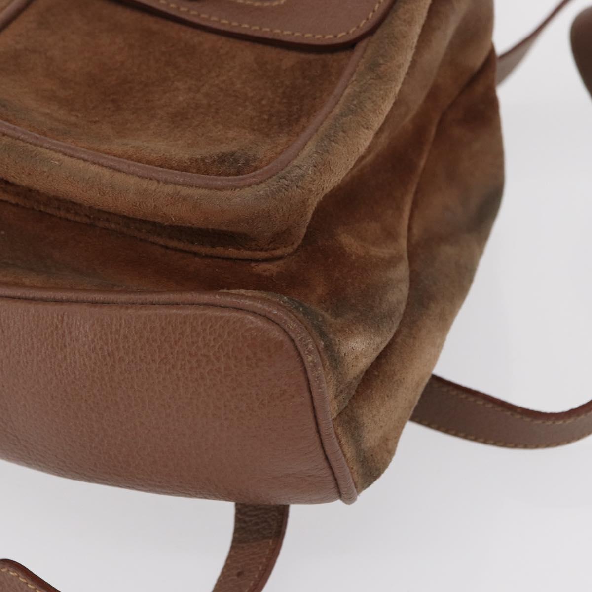 GUCCI Bamboo Backpack Suede Brown Gold 003 2058 0016 Auth 167968