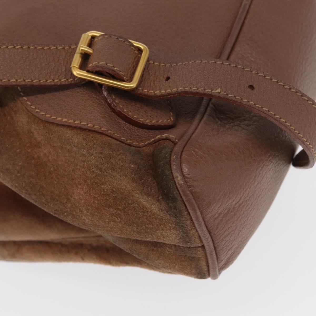 GUCCI Bamboo Backpack Suede Brown Gold 003 2058 0016 Auth 167968