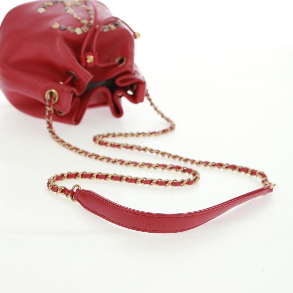 CHANEL COCO MarkChain Shoulder Bag Leather Pink Gold CC Auth 167977V