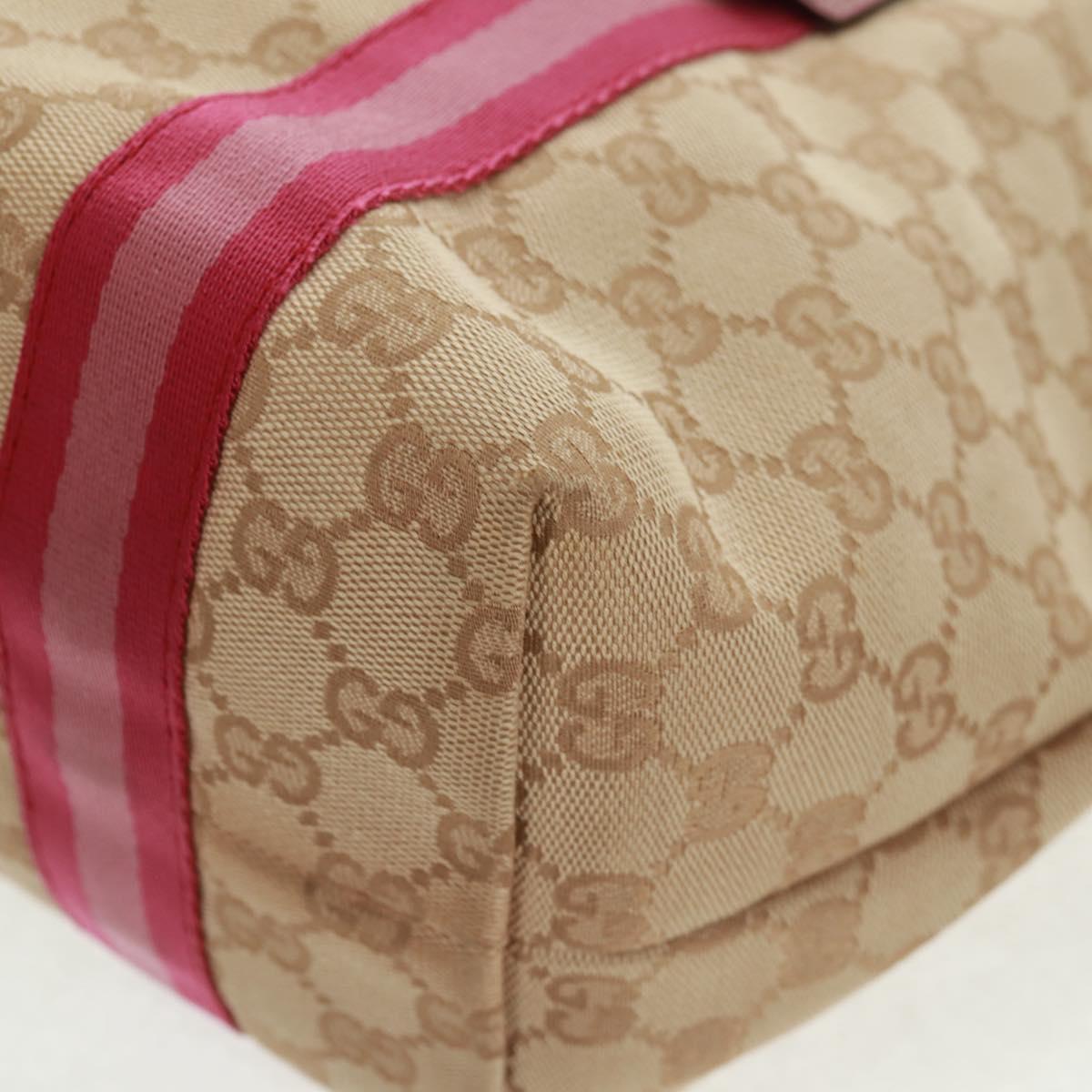 GUCCI GG Canvas Sherry Line Tote Bag Beige Gold 137396 Auth 167995V