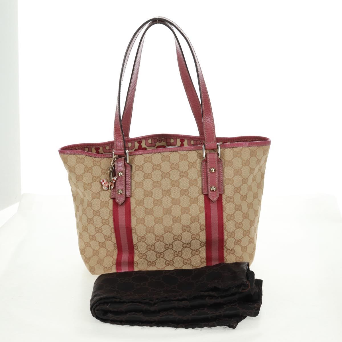 GUCCI GG Canvas Sherry Line Tote Bag Beige Gold 137396 Auth 167995V