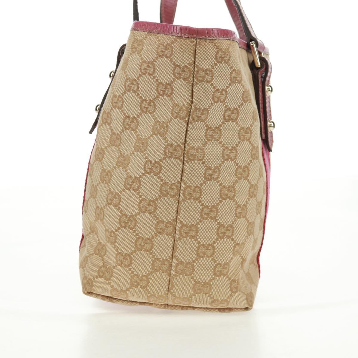 GUCCI GG Canvas Sherry Line Tote Bag Beige Gold 137396 Auth 167995V