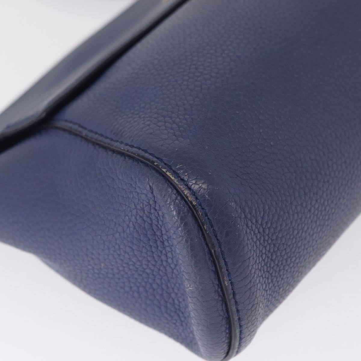 Salvatore Ferragamo Gancini Shoulder Bag Leather Navy Gold Auth 167996