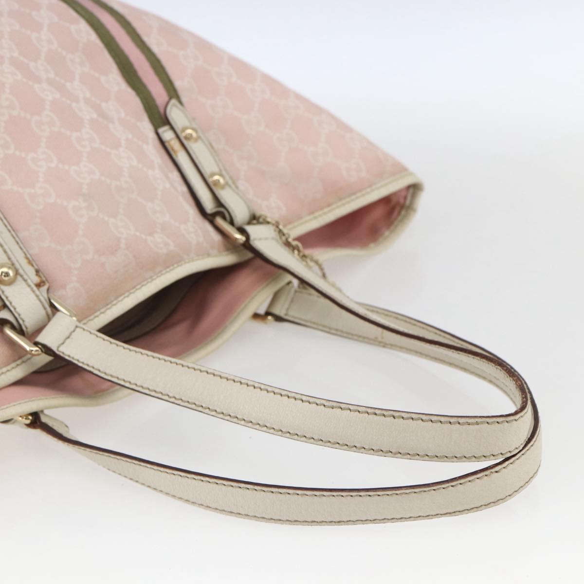 GUCCI GG Canvas Sherry Line Tote Bag Pink Gold khaki 139260 Auth 168002