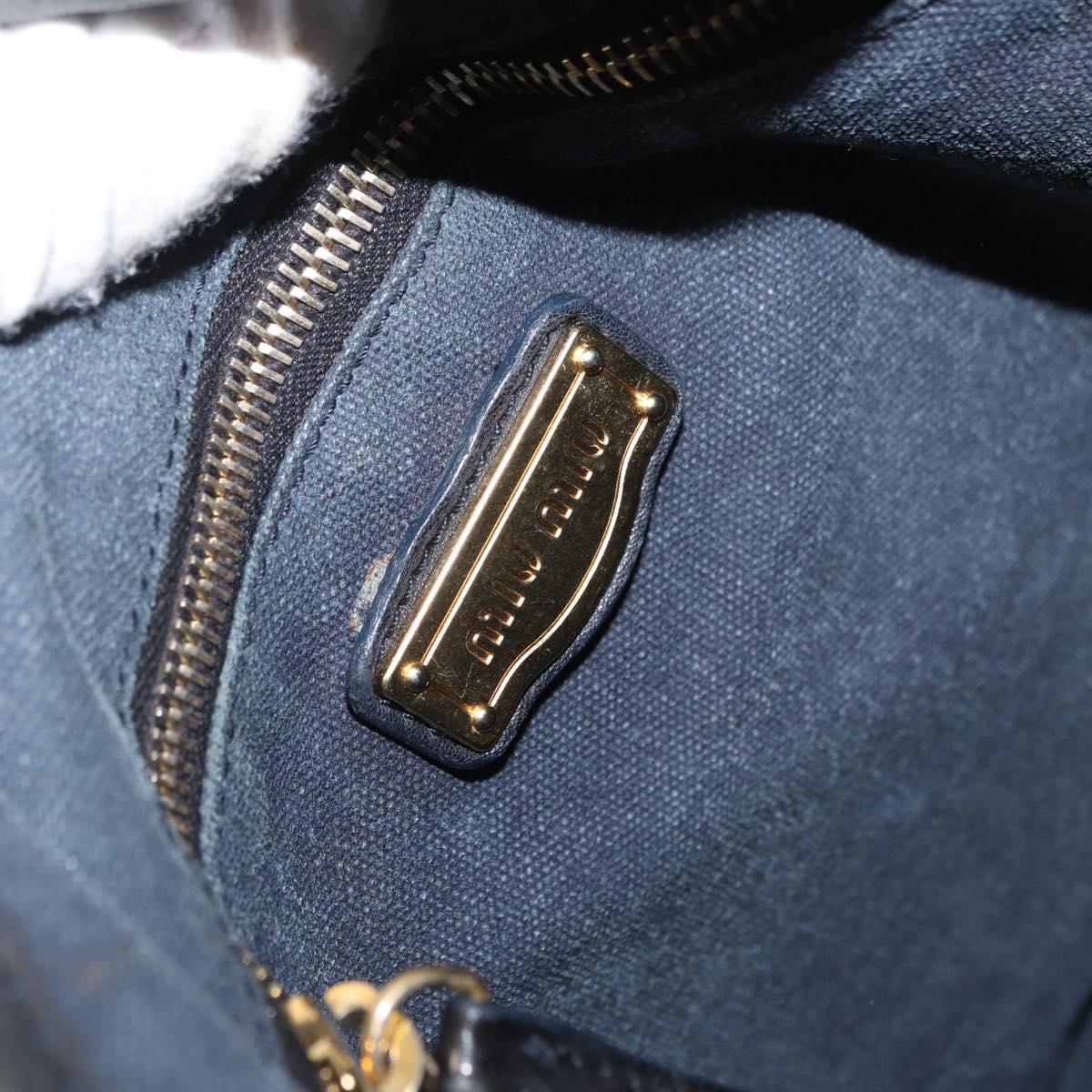 Miu Miu Shoulder Bag Canvas 2way Navy Gold Auth 168005