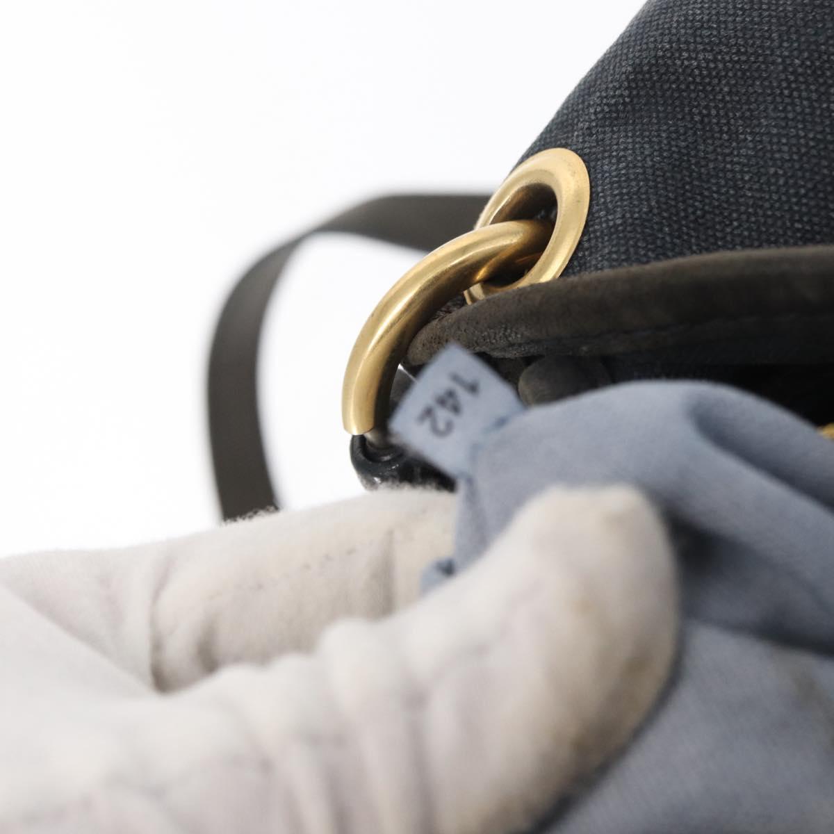 Miu Miu Shoulder Bag Canvas 2way Navy Gold Auth 168005