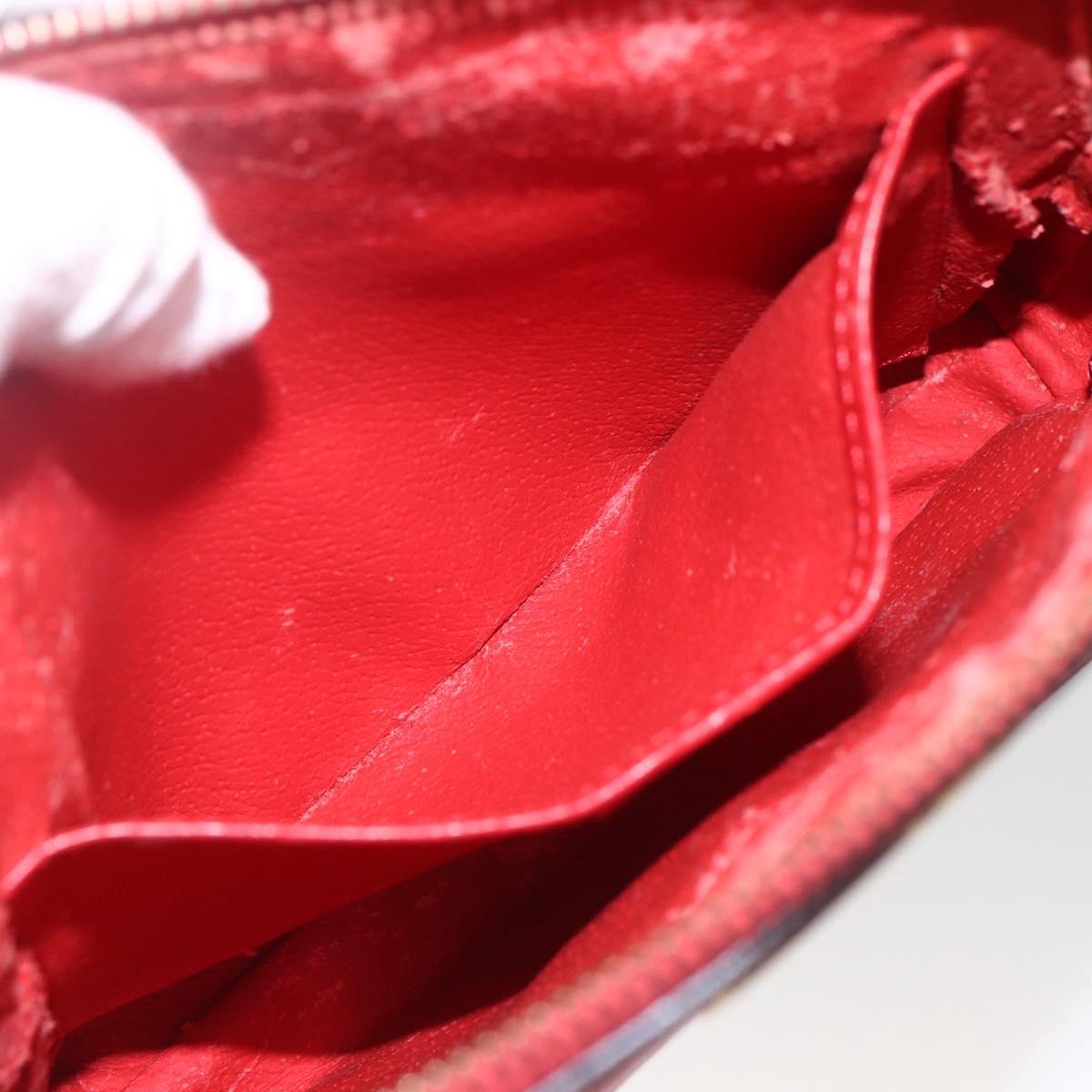 CELINE Circle Hand Bag Leather 2way Red Gold Auth 168014