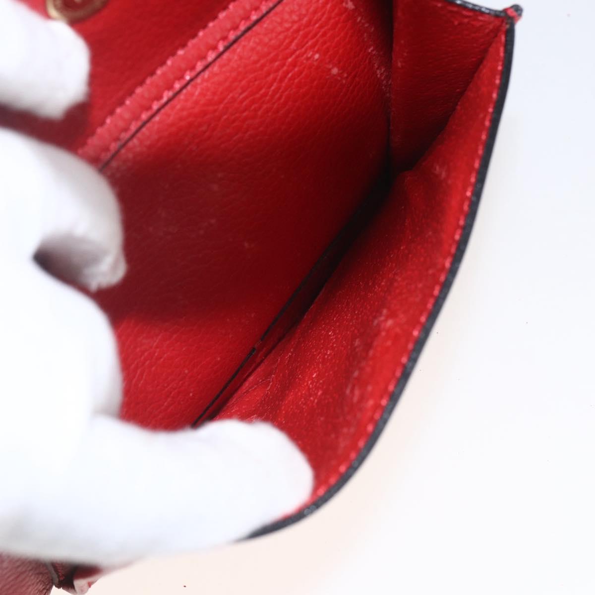 CELINE Circle Hand Bag Leather 2way Red Gold Auth 168014