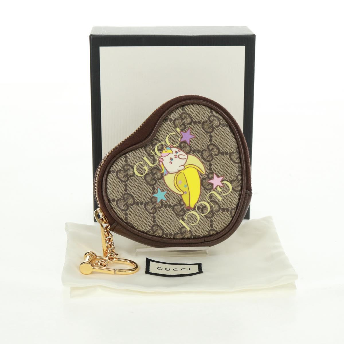 GUCCI GG Supreme Bananya Coin Purse PVC Beige Gold 701062 Auth 168024M