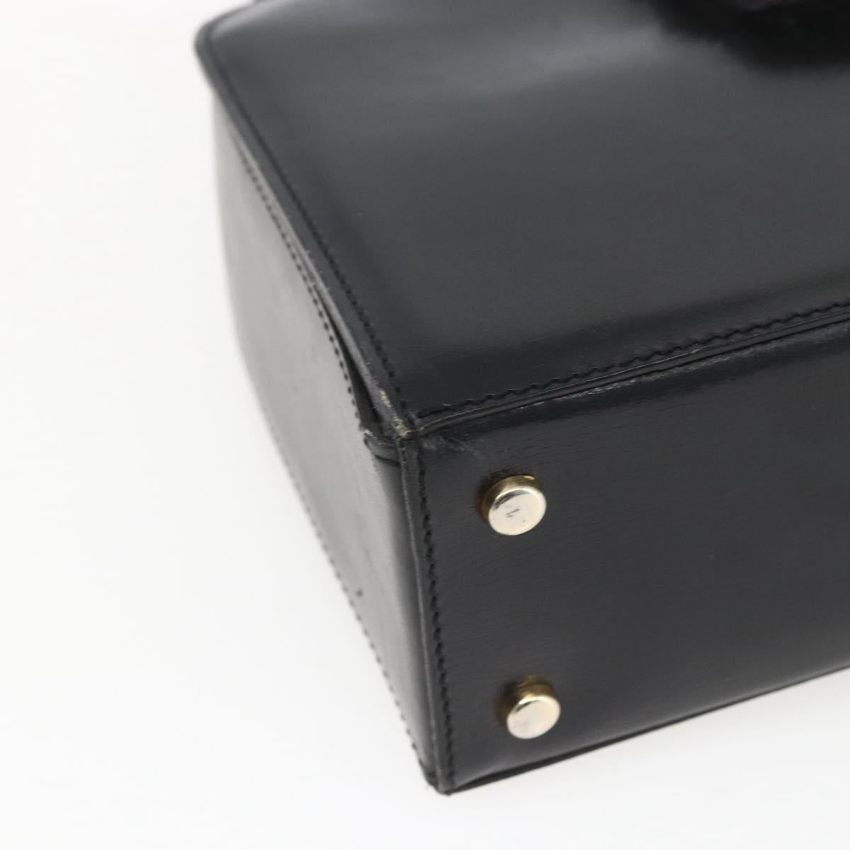 CELINE Hand Bag Leather Black Gold Auth 168032