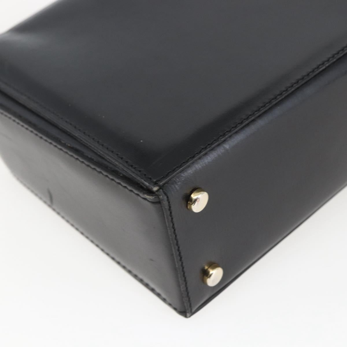 CELINE Hand Bag Leather Black Gold Auth 168032