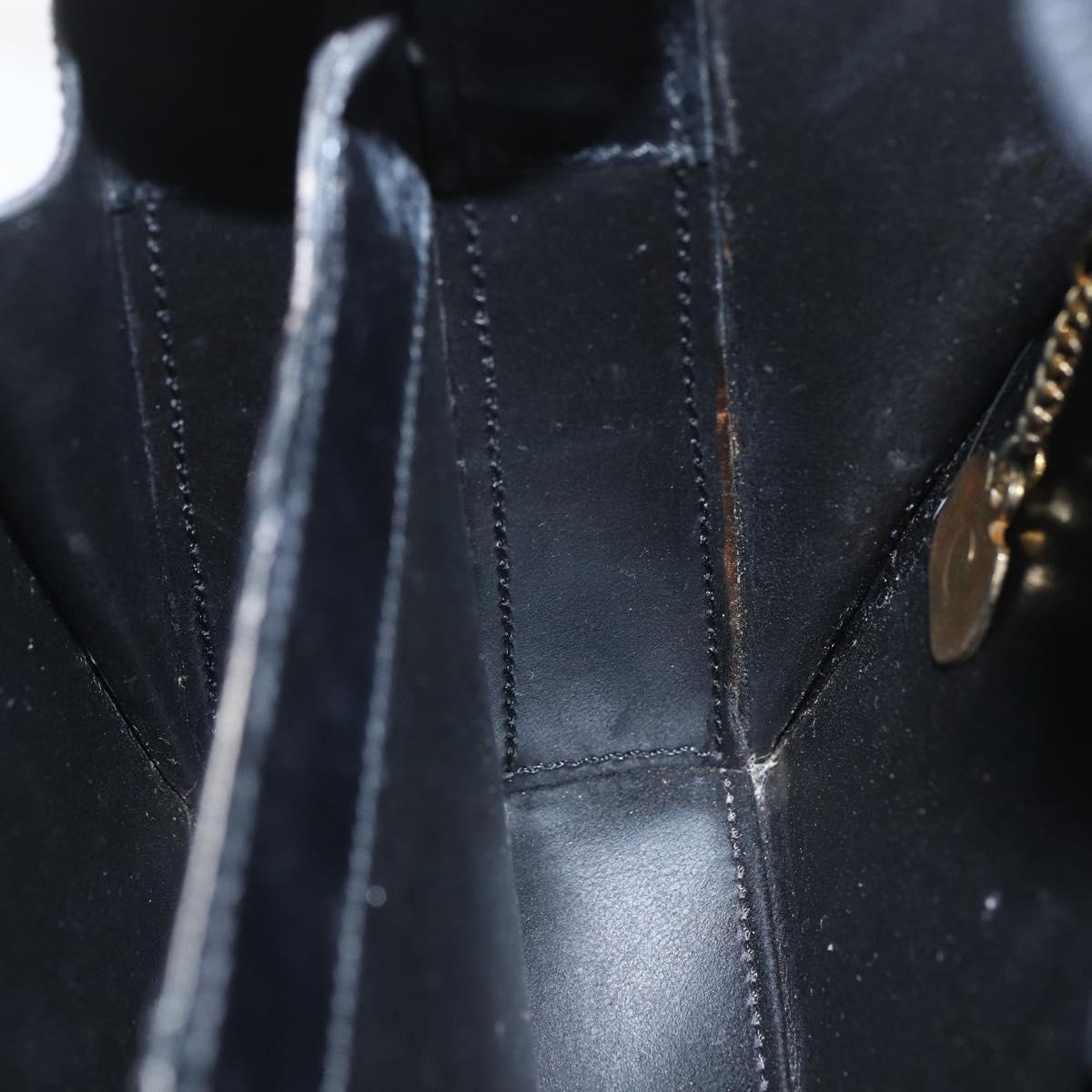 CELINE Hand Bag Leather Black Gold Auth 168032