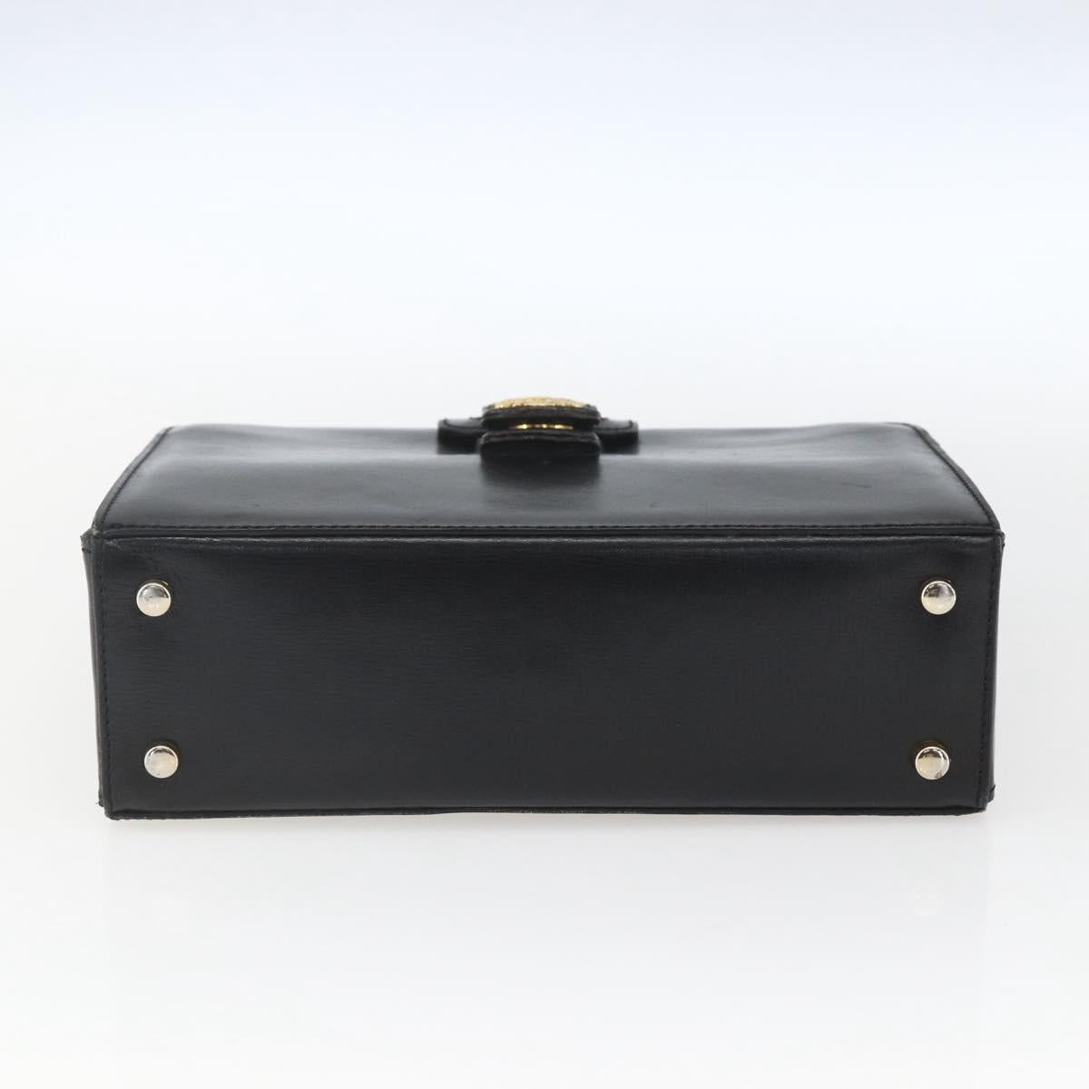 CELINE Hand Bag Leather Black Gold Auth 168032