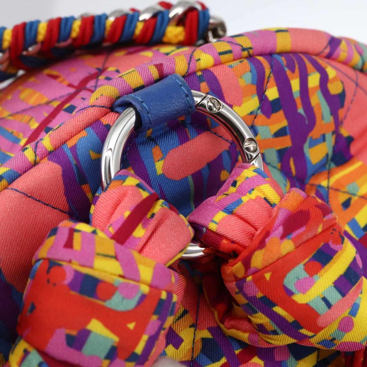 CHANEL Matelasse Backpack Nylon Multicolor Silver CC Auth 168037SAM