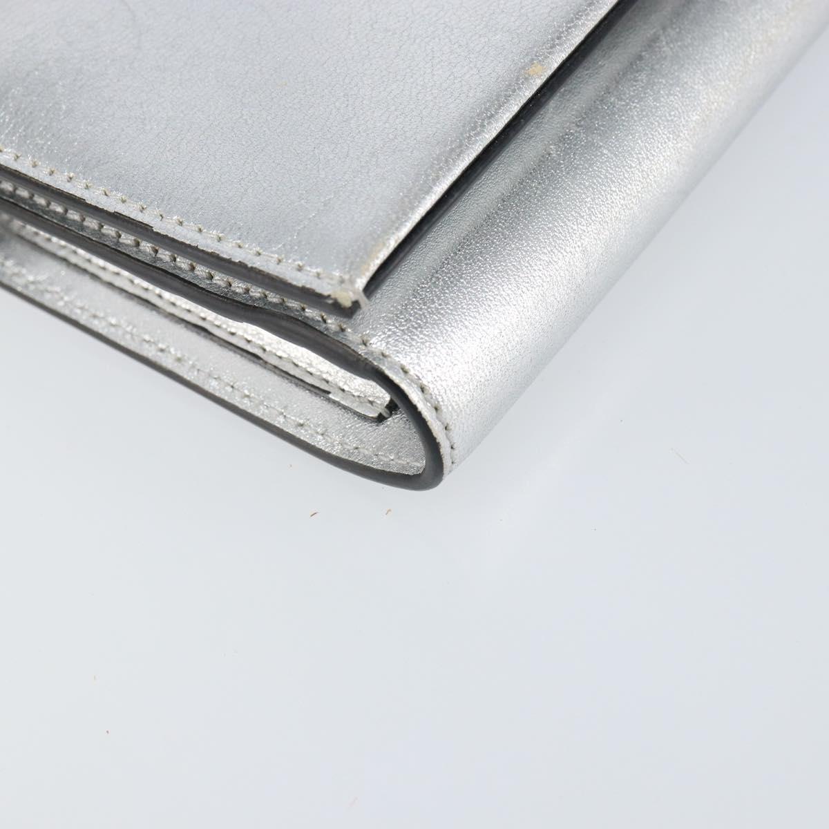 Salvatore Ferragamo Shoulder Wallet Leather 2way Silver Auth 168042
