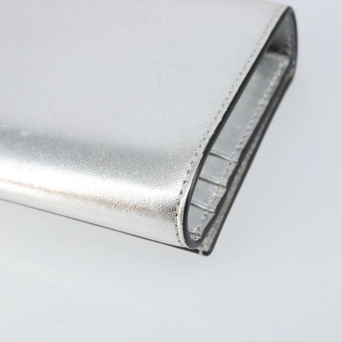 Salvatore Ferragamo Shoulder Wallet Leather 2way Silver Auth 168042