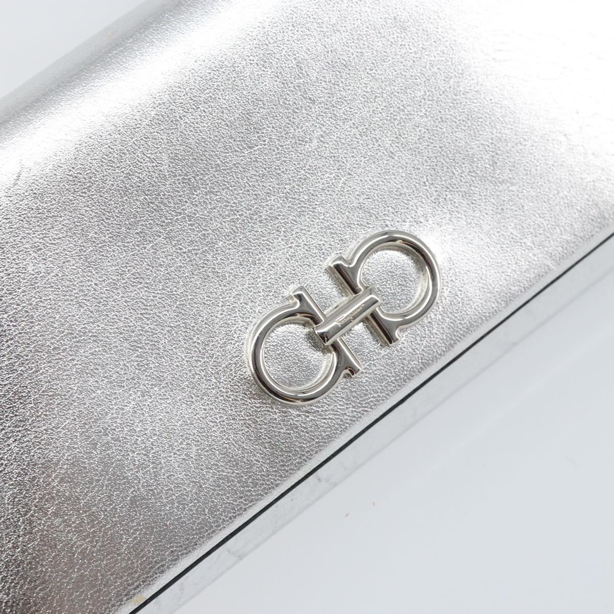 Salvatore Ferragamo Shoulder Wallet Leather 2way Silver Auth 168042
