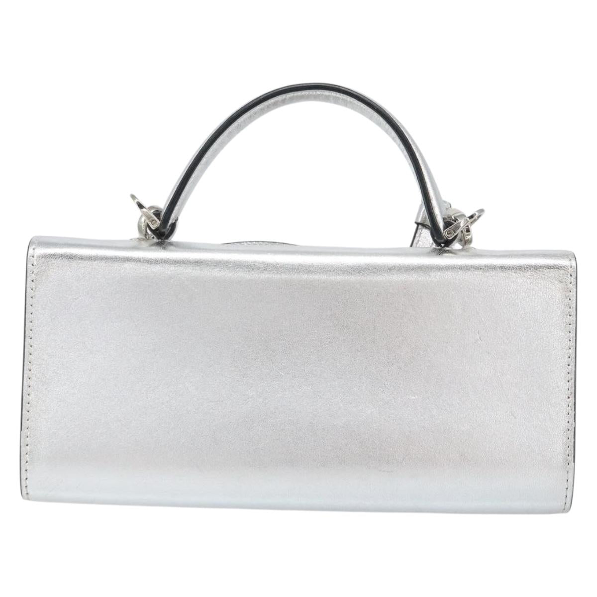Salvatore Ferragamo Shoulder Wallet Leather 2way Silver Auth 168042