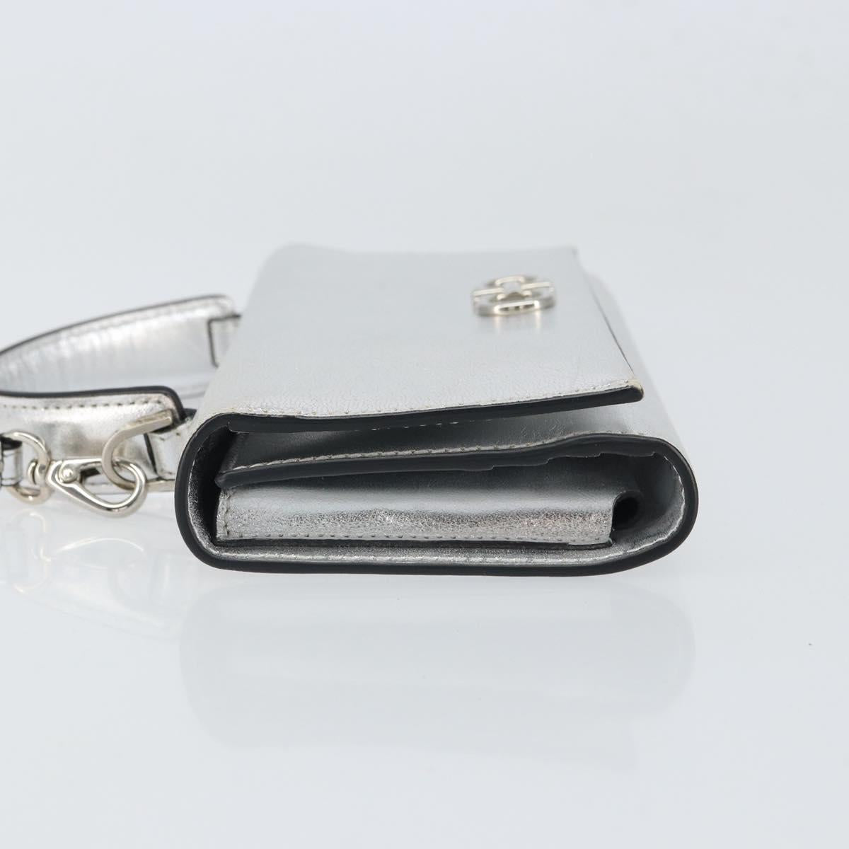 Salvatore Ferragamo Shoulder Wallet Leather 2way Silver Auth 168042