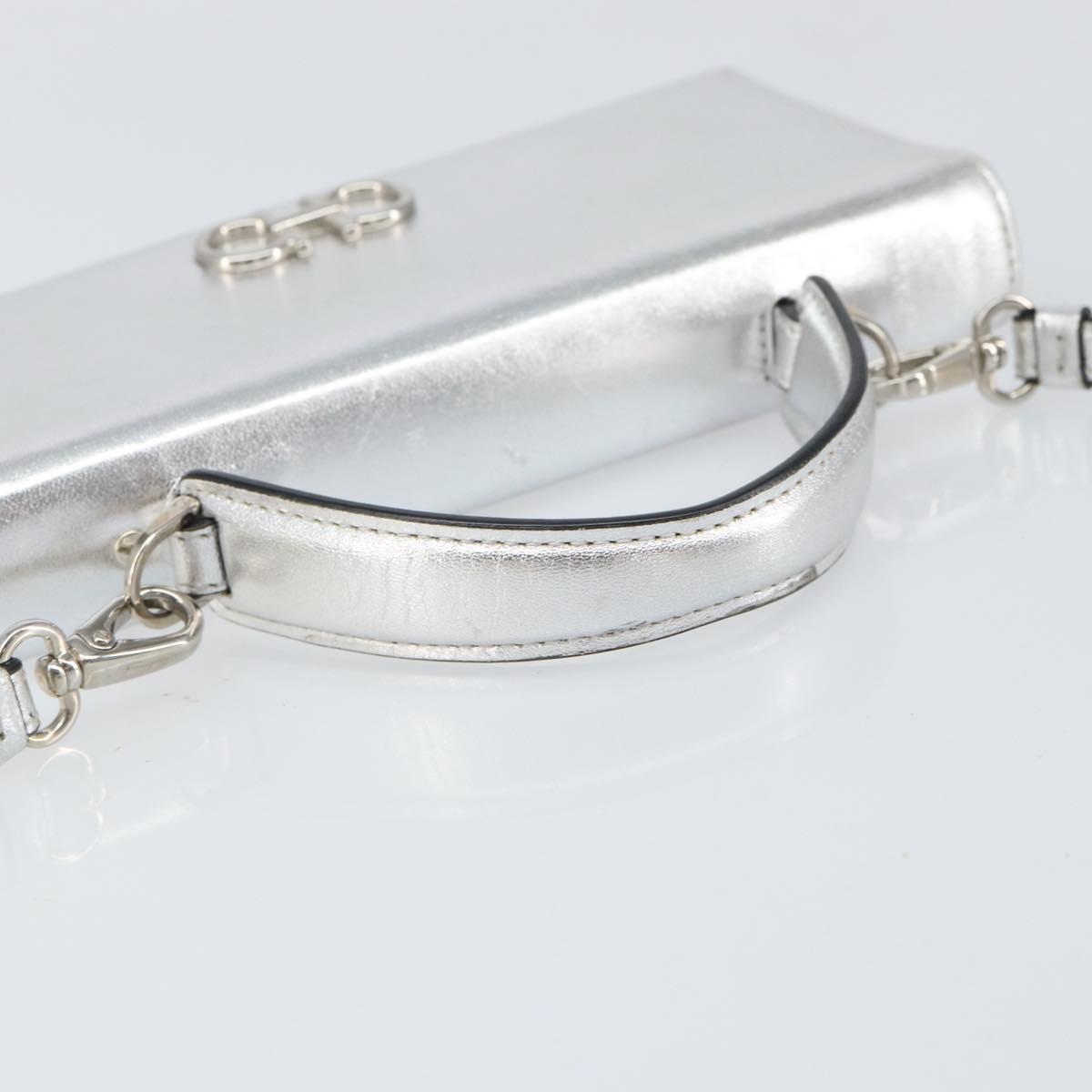 Salvatore Ferragamo Shoulder Wallet Leather 2way Silver Auth 168042